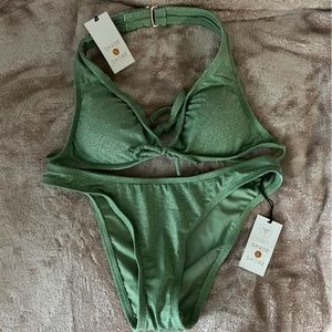 Shade & Shore Green Sparkly Bikini